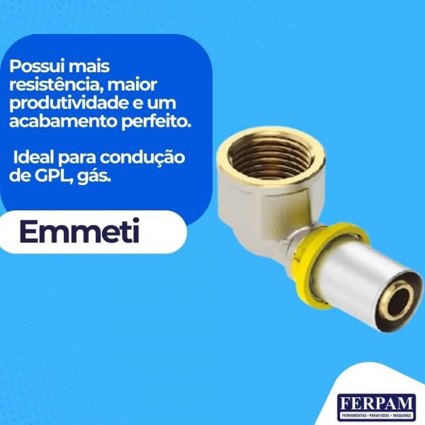 Joelho Para Gás 90° Met DN 16X1/2” Emmeti