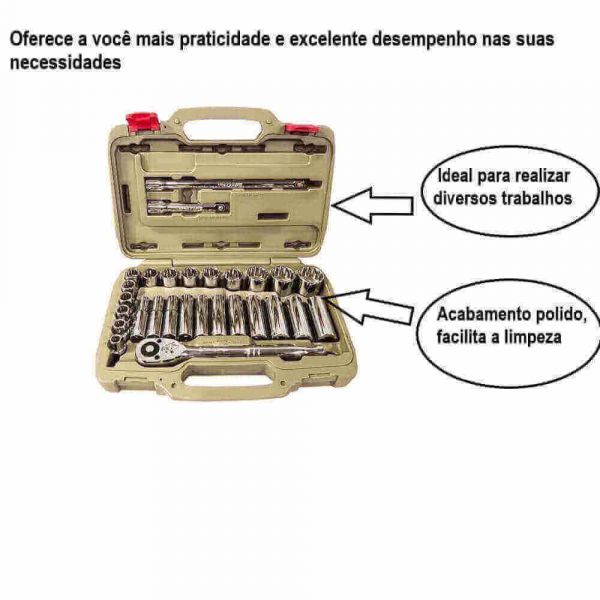 Jogo De Soquete Estriado Com Encaixe 1/2