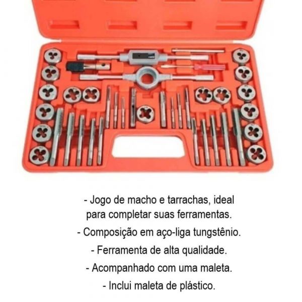 Jogo de Machos e Tarraxas de 40 Peças Vip Industrial