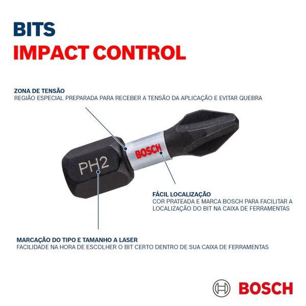 Jogo de Bits Impact Control 50mm Torx 8 Peças Bosch
