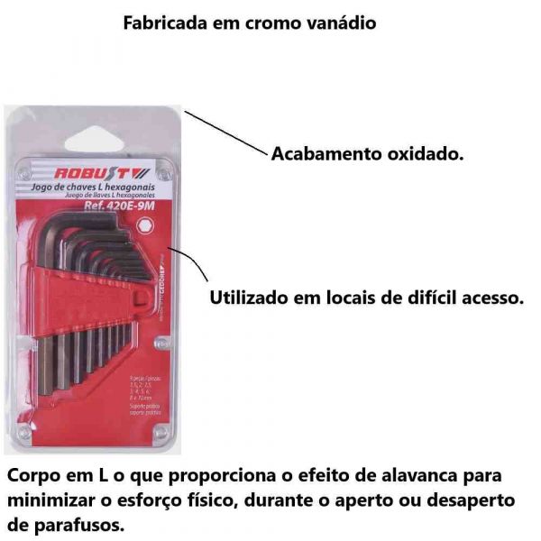 Jogo Chave Allen 1,5mm a 10mm Robust