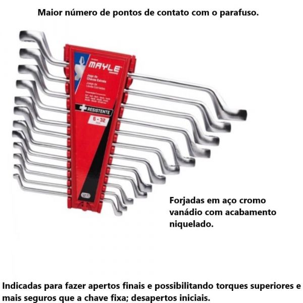 Jogo Chave Estrela/Fresada 6 a 32mm, 12 Peças Mayle