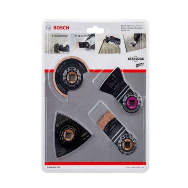 Jogo de acessórios para multicortadora Bosch para azulejos de juntas finas 4 peças