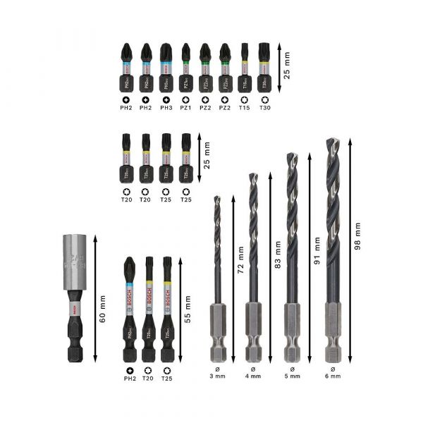 Jogo de Bits Impact Control 20 Peças Bosch