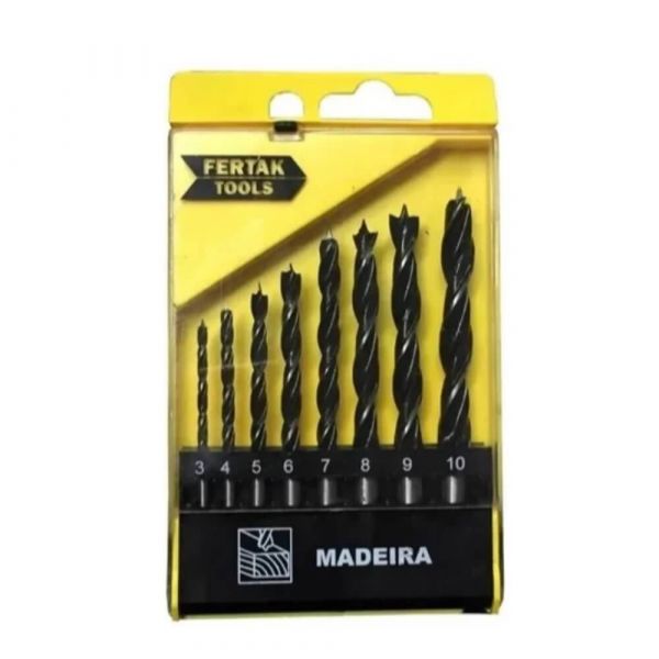 Jogo De Brocas - Madeira 3-10mm 8 Peças Fertak