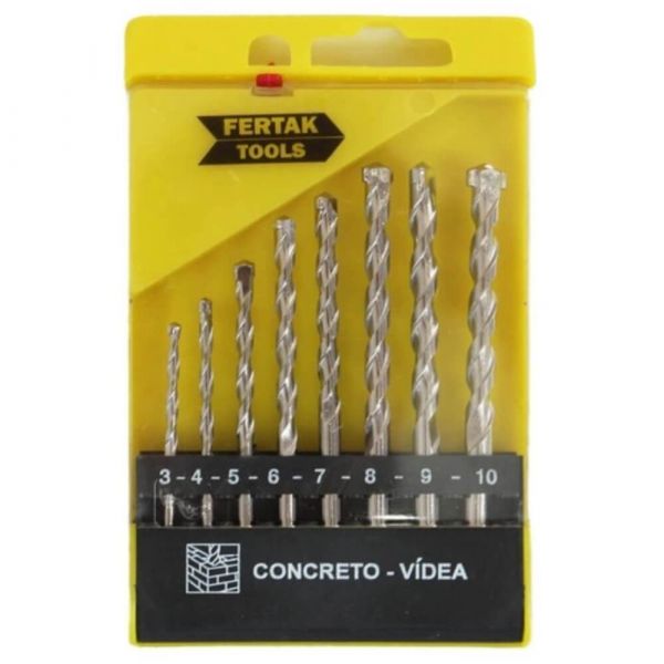 Jogo de Brocas – Concreto 3-10mm 8 Peças Fertak