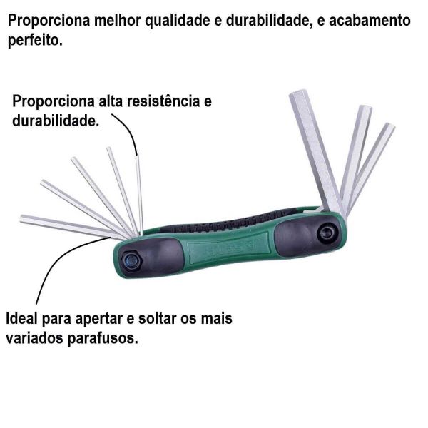 Jogo De chave Allen Tipo Canivete 8 Peças Sata