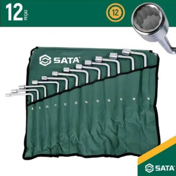 Jogo de Chave Biela de 8mm a 19mm 12 Peças Sata