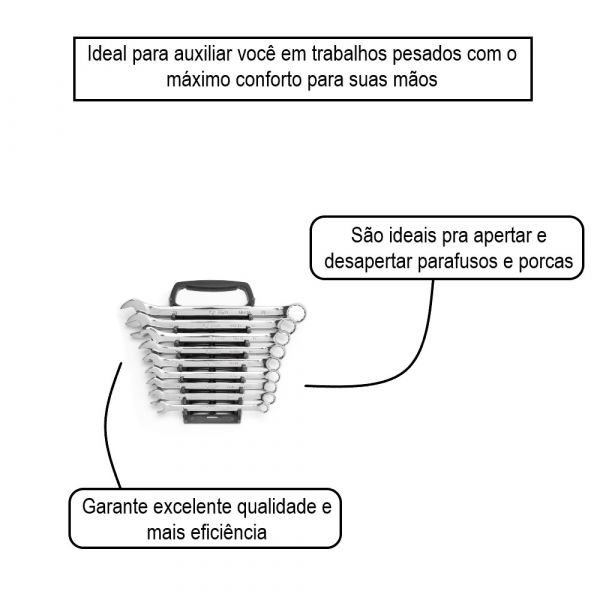 Jogo De Chave Combinada 9 Peças 8 A 19mm Sata