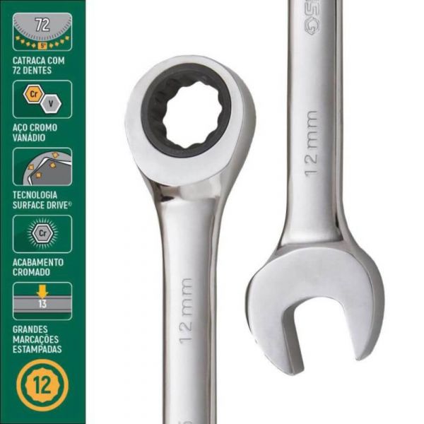 Jogo De Chave Combinada Catraca 08 a 24mm Sata 