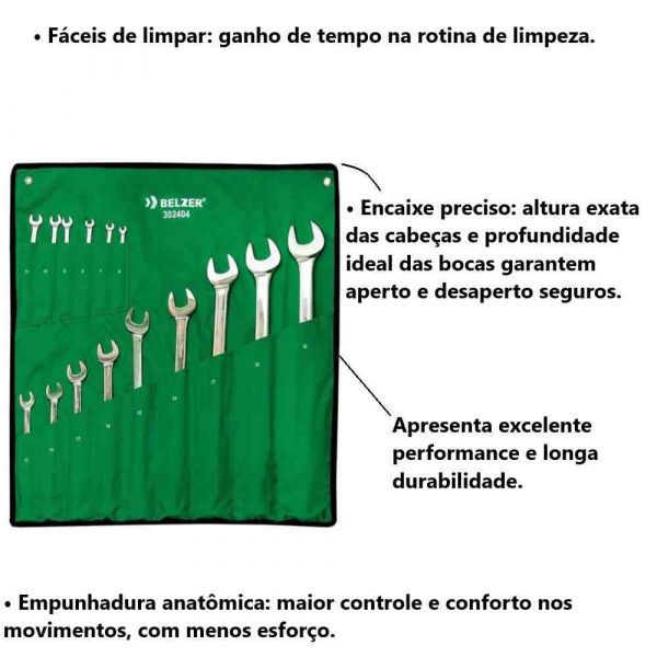 Jogo de Chave Combinada Cromo 6 a 32mm- Belzer