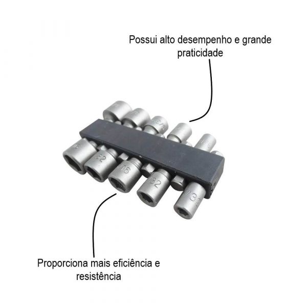 Jogo de Bits Soquete Sextavados 10 peças Skil