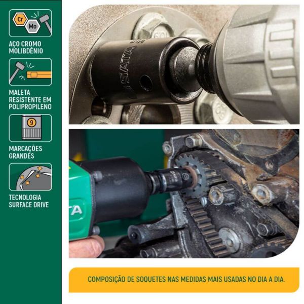 Jogo Soquete Impacto Sextavado 1/2