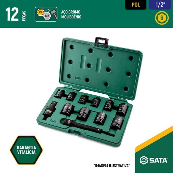 Jogo Soquete Impacto Sextavado 1/2