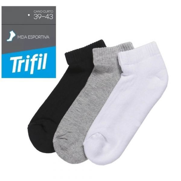 Kit 3 Meias Trifil Esport Sortida Tamanho 39 - 43 Cano Médio Arcom