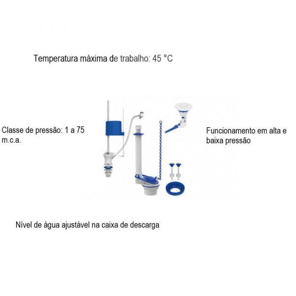Kit Completo Para Caixas Acopladas com Acionador Superior Blukit