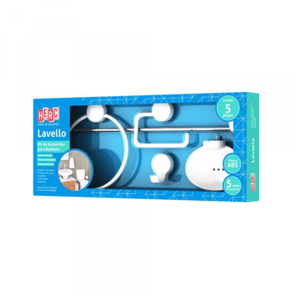 Kit de Acessórios para Banheiro Lavello Branco 4090 Herc