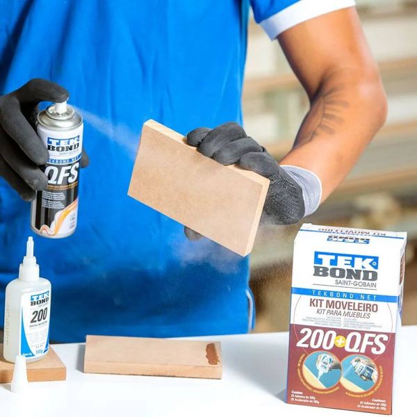 Kit Moveleiro Cola Instantânea 200 100g + Acelerador Qfs 100g Tekbond