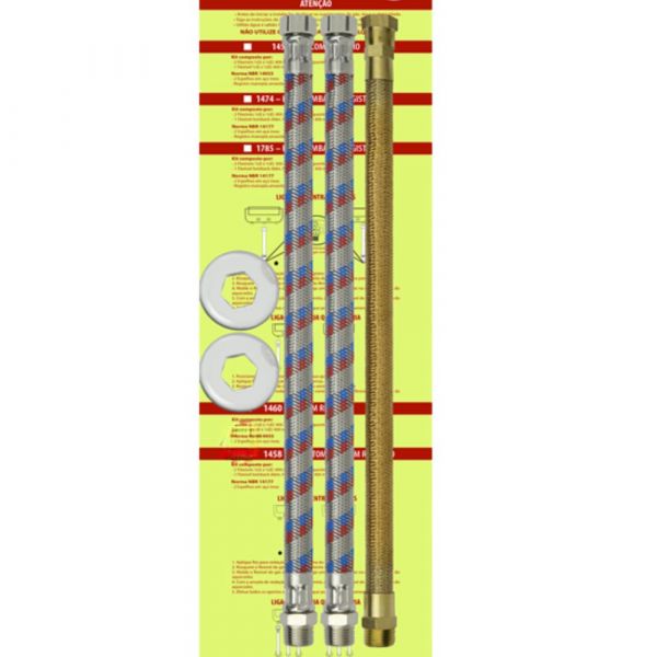 Kit para Instalação de Água Quente e Fria 400mm 1/2 Pol. NPT X 1/2 Pol. Maqenge