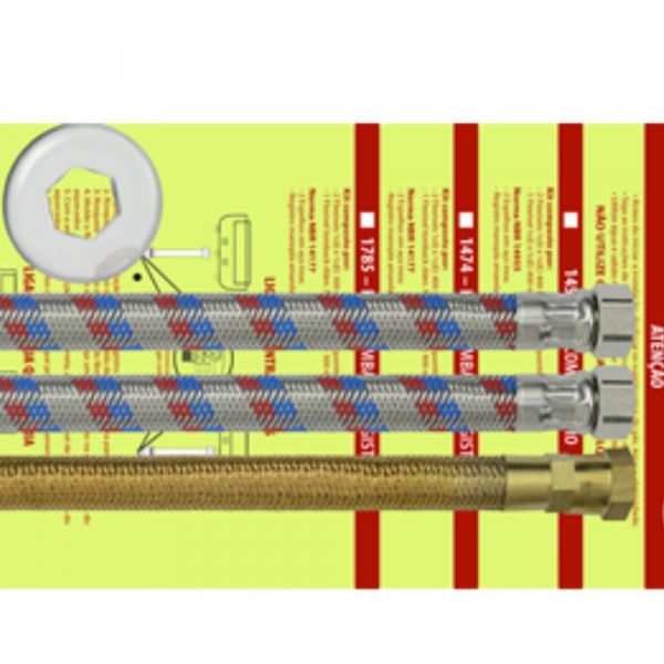 Kit para Instalação de Água Quente e Fria 400mm 1/2 Pol. NPT X 1/2 Pol. Maqenge