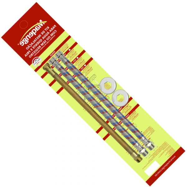 Kit para Instalação de Água Quente e Fria 400mm 1/2 Pol. NPT X 1/2 Pol. Maqenge