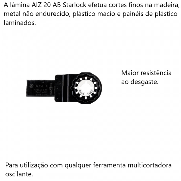 Lâmina de serra de imersão Bosch para multicortadora  BIM AIZ 20 AB Wood and Metal 20 x 30 mm blister com 1 peça