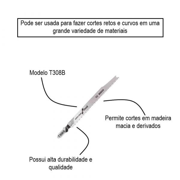 Lâmina de serra tico tico Bosch T308B Extra Clean for Wood