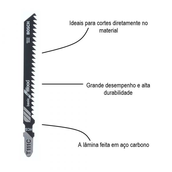 Lâmina serra tico tico Bosch T111C Basic for wood