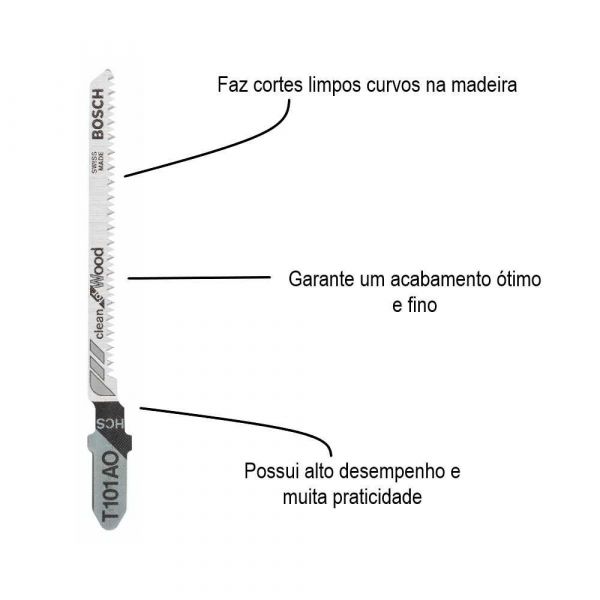 Lâmina Serra Tico Tico Bosch T101AO Clean for Wood Bosch