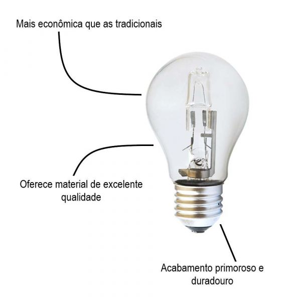 Lâmpada Bulbo Halógena E27 42W Avant