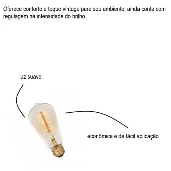 Lâmpada Filamento De Carbono ST58 220V GLight