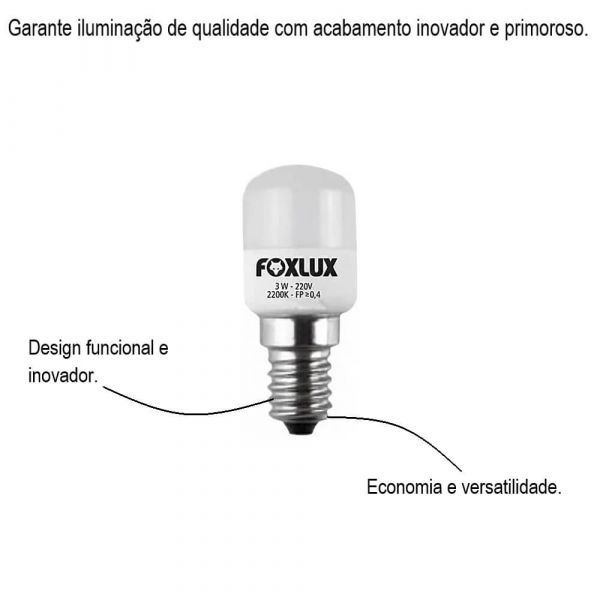 Lâmpada Led Para Geladeira 3W/220V E-14 Foxlux