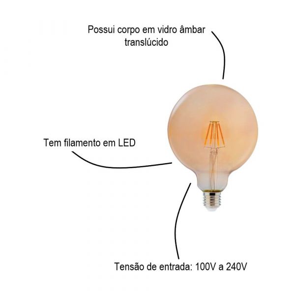 Lâmpada Led Globo Retrô 4W G125 E27 Bivolt Avant