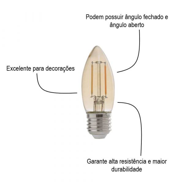 Lâmpada Led Retrô Vela 2W E27 Avant