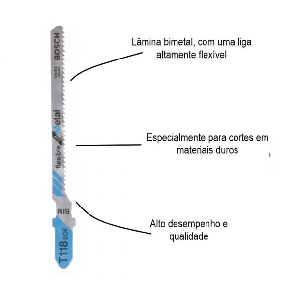 Lâmina de serra tico tico Bosch T118EOF Flexible for Metal