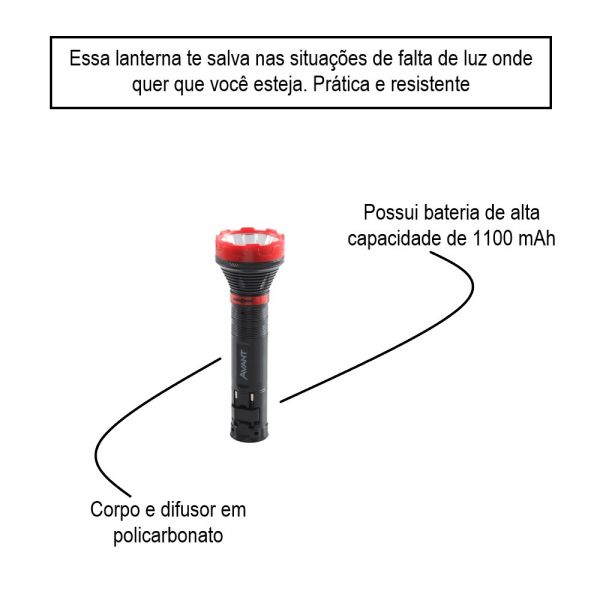 Lanterna Led Recarregável 5W Bivolt Avant