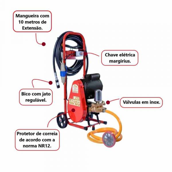 Lavadora de Alta Pressão LR 28/3 3.0 CV Monofásica 220V com Carrinho ZM Bombas