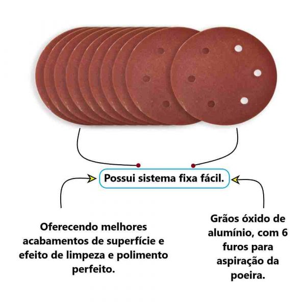 Disco de Lixa 180mm Grão 120 para Lixadeira 10 Unidades Manegotti