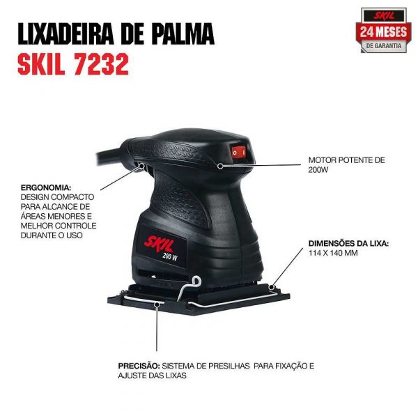 Lixadeira Orbital Skil 7232 200W 220V, com 1 lixa 