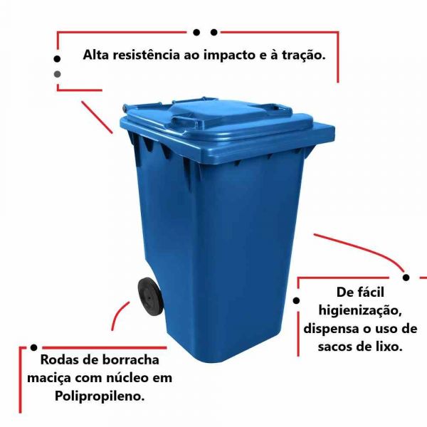 Lixeira 240 Litros Azul Lar Plásticos
