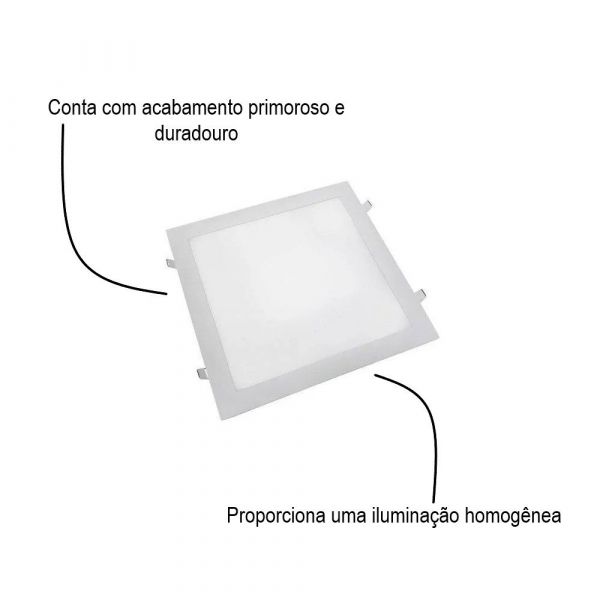 Luminária Led Quadrado Embutir 30W 40x40cm Avant