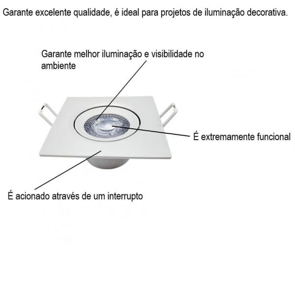Luminária Spot De Embutir Quadrada Led 5W 6500K Bivolt Avant