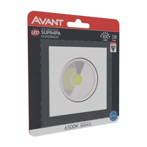 Luminária Spot De Embutir Quadrada Led 5W 6500K Bivolt Avant