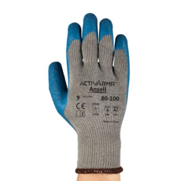 Luva de Proteção Activarmr 80-100 Multiuso Tamanho 9 Malha com Banho em Latex Ansell