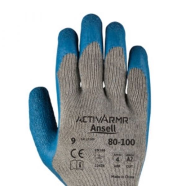 Luva de Proteção Activarmr 80-100 Tamanho 10 Multiuso Malha com Banho em Latex Ansell