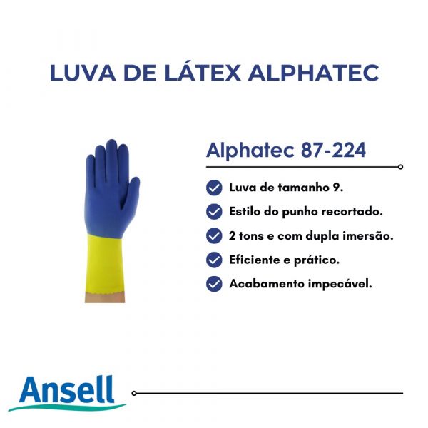 Luva de Látex Alphatec 87-224 Tamanho 9 Ansell