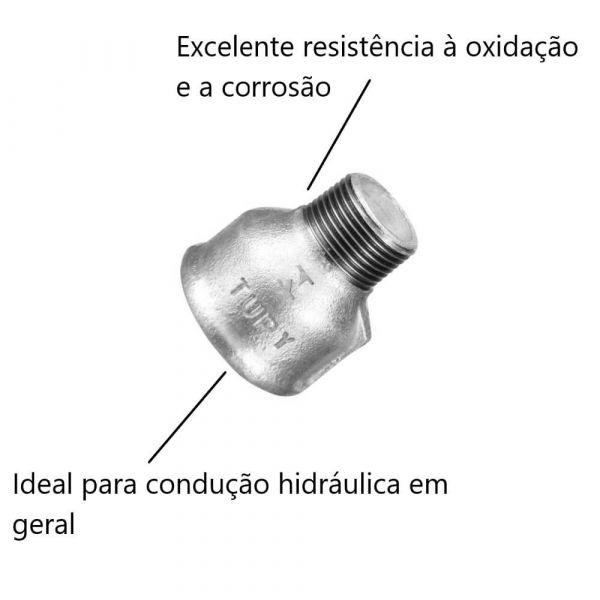 Luva de Redução Macho-Fêmea Galvanizado 1.1/2