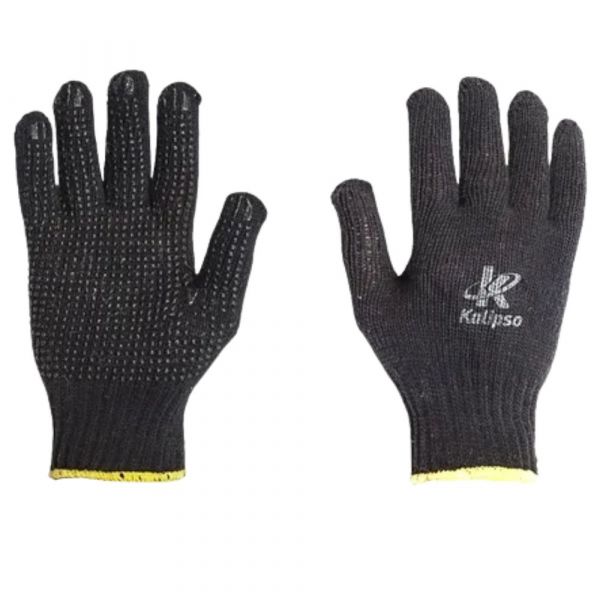 Luva de Segurança Algodão Malha 4 Fios Pigmentada Preta Xg Kalipso