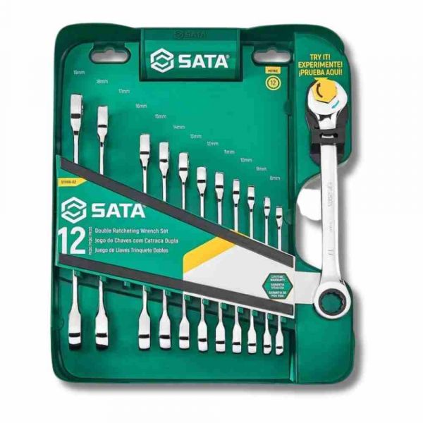 Jogo de Chave Combinada com Catraca 8 a 19 mm Speedy com 12 Peças Sata
