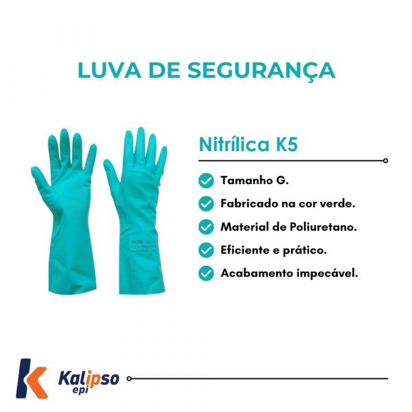 Luva De Segurança Nitrílica Verde K5 Tamanho G Kalipso